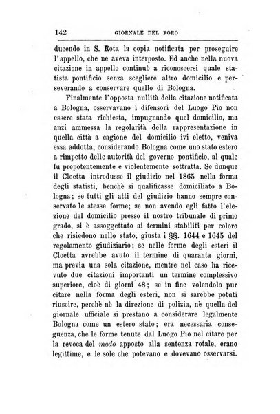 Giornale del Foro in cui si raccolgono le più importanti regiudicate dei supremi tribunali di Roma e dello Stato pontificio in materia civile