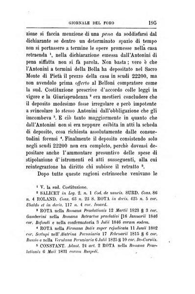 Giornale del Foro in cui si raccolgono le più importanti regiudicate dei supremi tribunali di Roma e dello Stato pontificio in materia civile