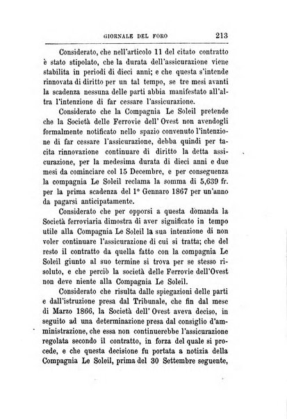 Giornale del Foro in cui si raccolgono le più importanti regiudicate dei supremi tribunali di Roma e dello Stato pontificio in materia civile