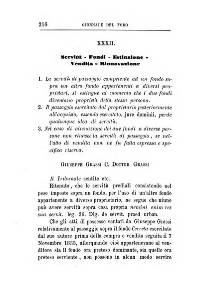 Giornale del Foro in cui si raccolgono le più importanti regiudicate dei supremi tribunali di Roma e dello Stato pontificio in materia civile