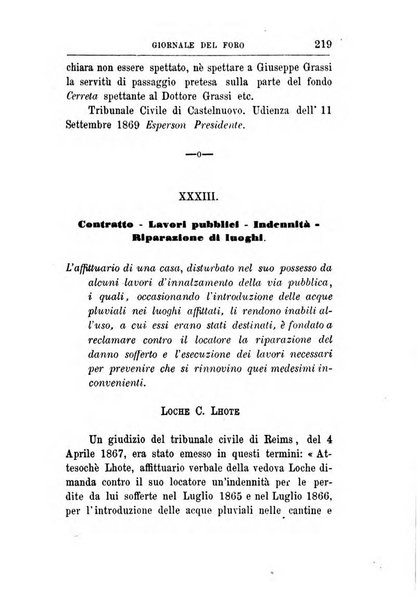 Giornale del Foro in cui si raccolgono le più importanti regiudicate dei supremi tribunali di Roma e dello Stato pontificio in materia civile