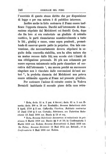 Giornale del Foro in cui si raccolgono le più importanti regiudicate dei supremi tribunali di Roma e dello Stato pontificio in materia civile