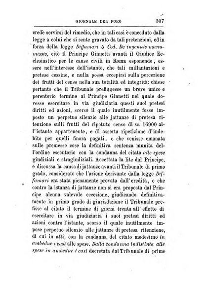 Giornale del Foro in cui si raccolgono le più importanti regiudicate dei supremi tribunali di Roma e dello Stato pontificio in materia civile