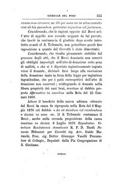 Giornale del Foro in cui si raccolgono le più importanti regiudicate dei supremi tribunali di Roma e dello Stato pontificio in materia civile