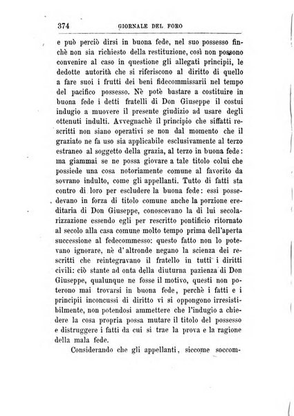 Giornale del Foro in cui si raccolgono le più importanti regiudicate dei supremi tribunali di Roma e dello Stato pontificio in materia civile