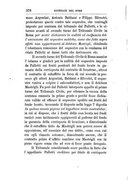 Giornale del Foro in cui si raccolgono le più importanti regiudicate dei supremi tribunali di Roma e dello Stato pontificio in materia civile