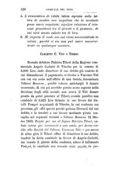 Giornale del Foro in cui si raccolgono le più importanti regiudicate dei supremi tribunali di Roma e dello Stato pontificio in materia civile