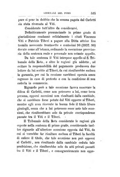 Giornale del Foro in cui si raccolgono le più importanti regiudicate dei supremi tribunali di Roma e dello Stato pontificio in materia civile