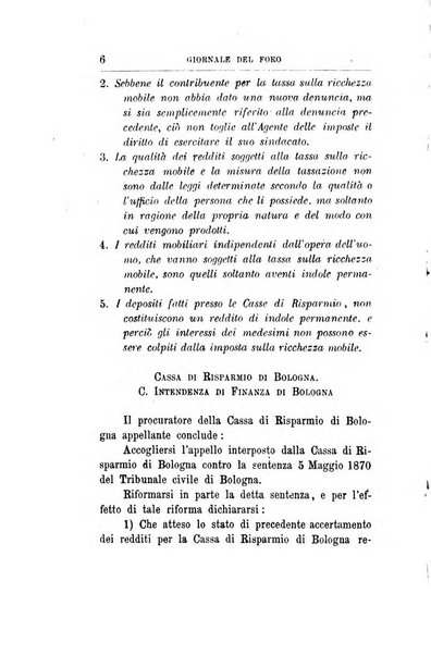 Giornale del Foro in cui si raccolgono le più importanti regiudicate dei supremi tribunali di Roma e dello Stato pontificio in materia civile