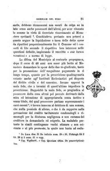 Giornale del Foro in cui si raccolgono le più importanti regiudicate dei supremi tribunali di Roma e dello Stato pontificio in materia civile