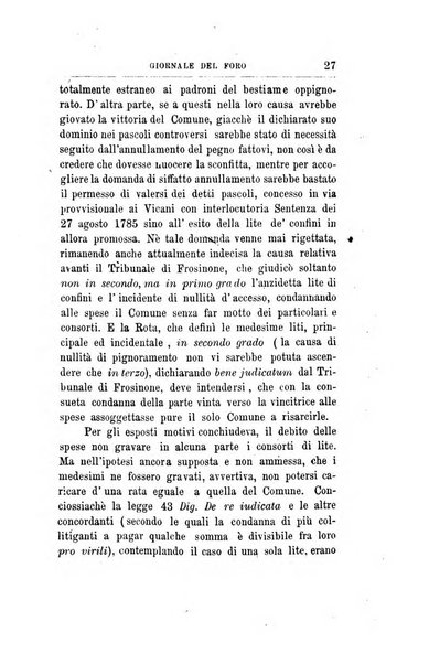 Giornale del Foro in cui si raccolgono le più importanti regiudicate dei supremi tribunali di Roma e dello Stato pontificio in materia civile