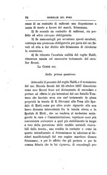 Giornale del Foro in cui si raccolgono le più importanti regiudicate dei supremi tribunali di Roma e dello Stato pontificio in materia civile