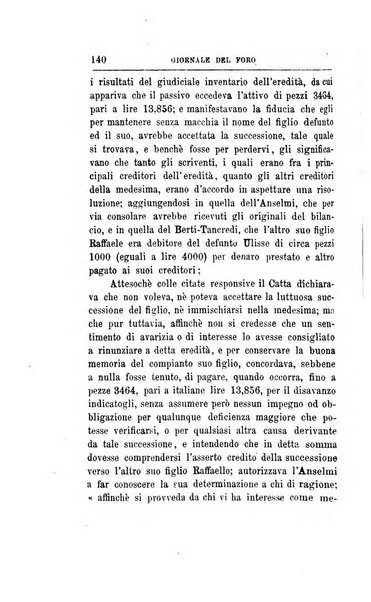 Giornale del Foro in cui si raccolgono le più importanti regiudicate dei supremi tribunali di Roma e dello Stato pontificio in materia civile