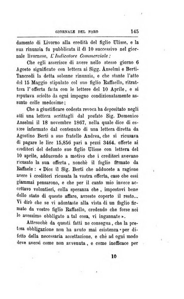 Giornale del Foro in cui si raccolgono le più importanti regiudicate dei supremi tribunali di Roma e dello Stato pontificio in materia civile