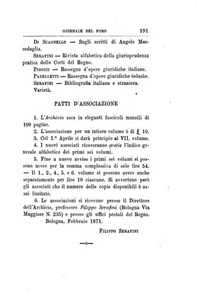 Giornale del Foro in cui si raccolgono le più importanti regiudicate dei supremi tribunali di Roma e dello Stato pontificio in materia civile