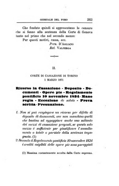 Giornale del Foro in cui si raccolgono le più importanti regiudicate dei supremi tribunali di Roma e dello Stato pontificio in materia civile