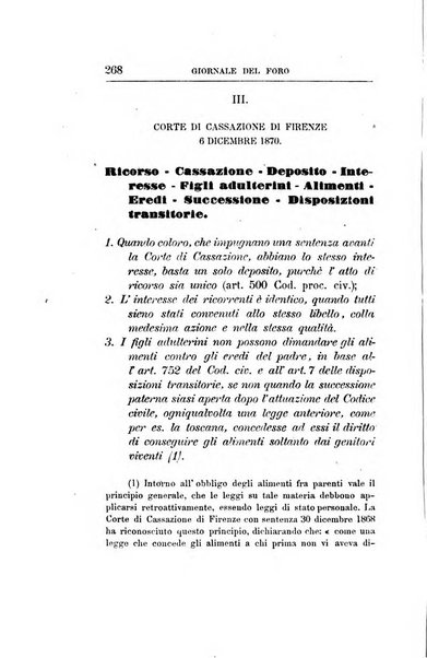 Giornale del Foro in cui si raccolgono le più importanti regiudicate dei supremi tribunali di Roma e dello Stato pontificio in materia civile