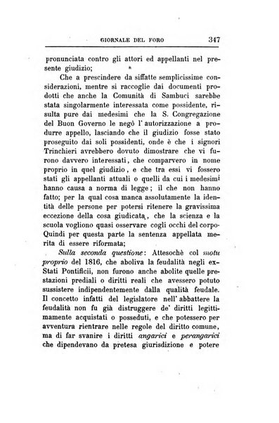 Giornale del Foro in cui si raccolgono le più importanti regiudicate dei supremi tribunali di Roma e dello Stato pontificio in materia civile