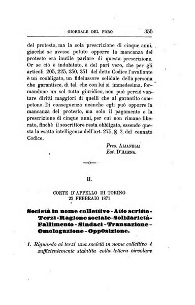 Giornale del Foro in cui si raccolgono le più importanti regiudicate dei supremi tribunali di Roma e dello Stato pontificio in materia civile