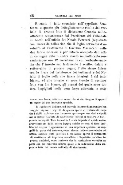 Giornale del Foro in cui si raccolgono le più importanti regiudicate dei supremi tribunali di Roma e dello Stato pontificio in materia civile