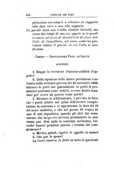 Giornale del Foro in cui si raccolgono le più importanti regiudicate dei supremi tribunali di Roma e dello Stato pontificio in materia civile