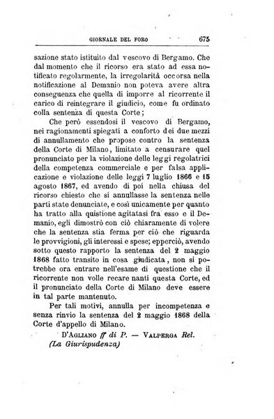 Giornale del Foro in cui si raccolgono le più importanti regiudicate dei supremi tribunali di Roma e dello Stato pontificio in materia civile