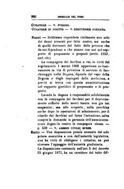 Giornale del Foro in cui si raccolgono le più importanti regiudicate dei supremi tribunali di Roma e dello Stato pontificio in materia civile