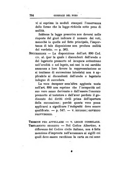 Giornale del Foro in cui si raccolgono le più importanti regiudicate dei supremi tribunali di Roma e dello Stato pontificio in materia civile