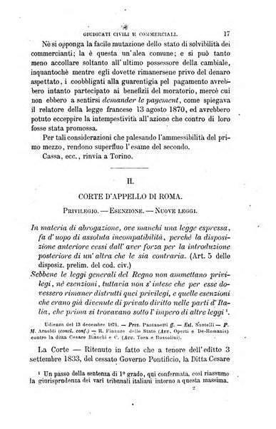 Giornale del Foro in cui si raccolgono le più importanti regiudicate dei supremi tribunali di Roma e dello Stato pontificio in materia civile