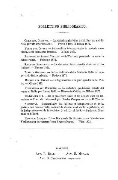 Giornale del Foro in cui si raccolgono le più importanti regiudicate dei supremi tribunali di Roma e dello Stato pontificio in materia civile