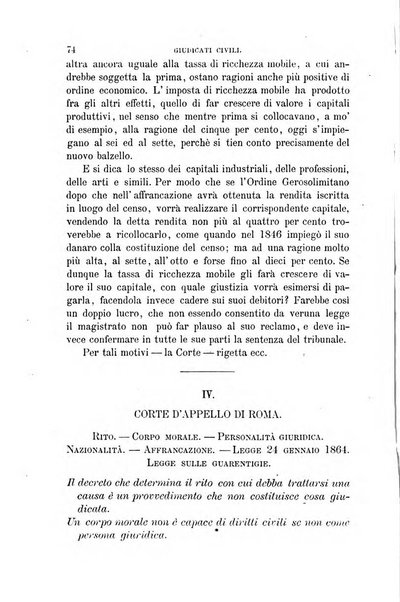 Giornale del Foro in cui si raccolgono le più importanti regiudicate dei supremi tribunali di Roma e dello Stato pontificio in materia civile