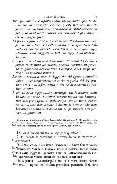 Giornale del Foro in cui si raccolgono le più importanti regiudicate dei supremi tribunali di Roma e dello Stato pontificio in materia civile