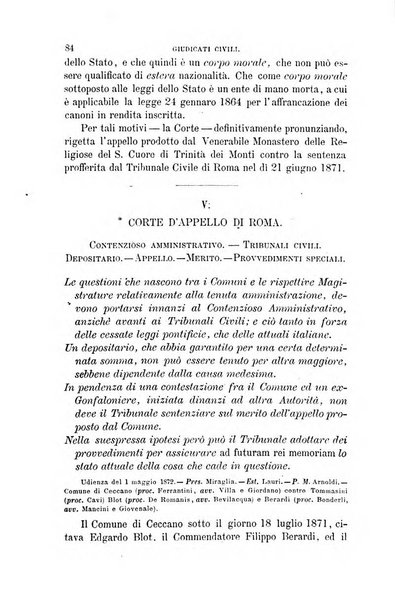 Giornale del Foro in cui si raccolgono le più importanti regiudicate dei supremi tribunali di Roma e dello Stato pontificio in materia civile