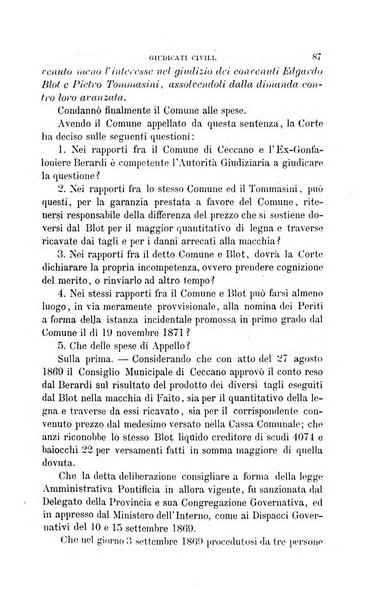 Giornale del Foro in cui si raccolgono le più importanti regiudicate dei supremi tribunali di Roma e dello Stato pontificio in materia civile