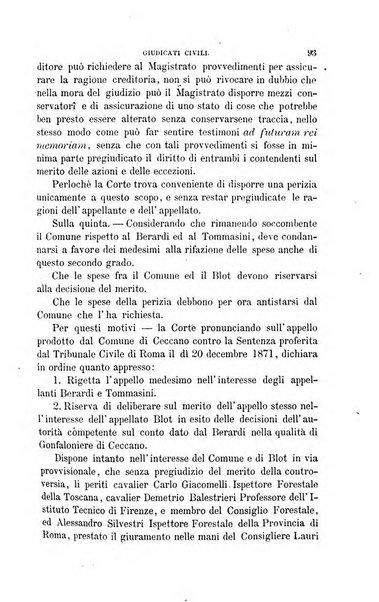 Giornale del Foro in cui si raccolgono le più importanti regiudicate dei supremi tribunali di Roma e dello Stato pontificio in materia civile