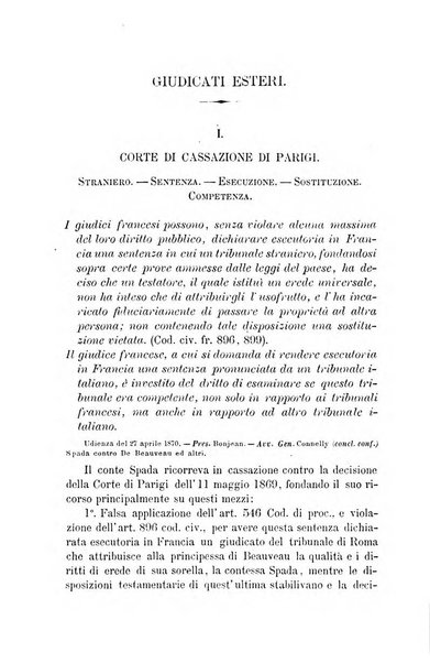 Giornale del Foro in cui si raccolgono le più importanti regiudicate dei supremi tribunali di Roma e dello Stato pontificio in materia civile