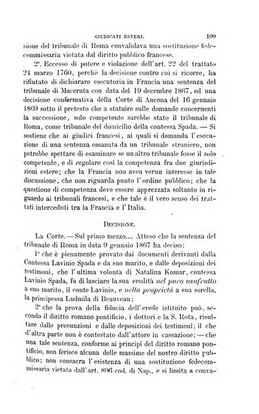 Giornale del Foro in cui si raccolgono le più importanti regiudicate dei supremi tribunali di Roma e dello Stato pontificio in materia civile