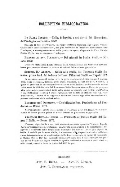 Giornale del Foro in cui si raccolgono le più importanti regiudicate dei supremi tribunali di Roma e dello Stato pontificio in materia civile