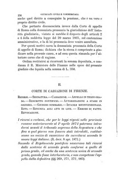 Giornale del Foro in cui si raccolgono le più importanti regiudicate dei supremi tribunali di Roma e dello Stato pontificio in materia civile