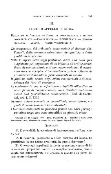 Giornale del Foro in cui si raccolgono le più importanti regiudicate dei supremi tribunali di Roma e dello Stato pontificio in materia civile