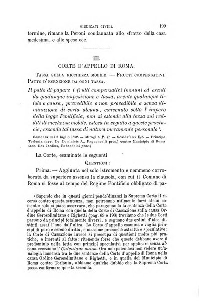 Giornale del Foro in cui si raccolgono le più importanti regiudicate dei supremi tribunali di Roma e dello Stato pontificio in materia civile