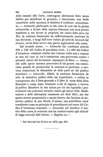 Giornale del Foro in cui si raccolgono le più importanti regiudicate dei supremi tribunali di Roma e dello Stato pontificio in materia civile