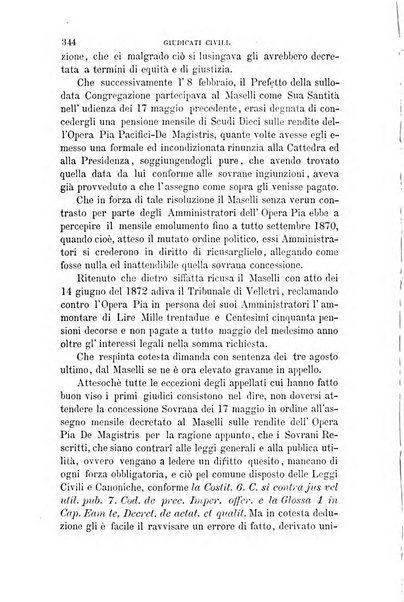 Giornale del Foro in cui si raccolgono le più importanti regiudicate dei supremi tribunali di Roma e dello Stato pontificio in materia civile