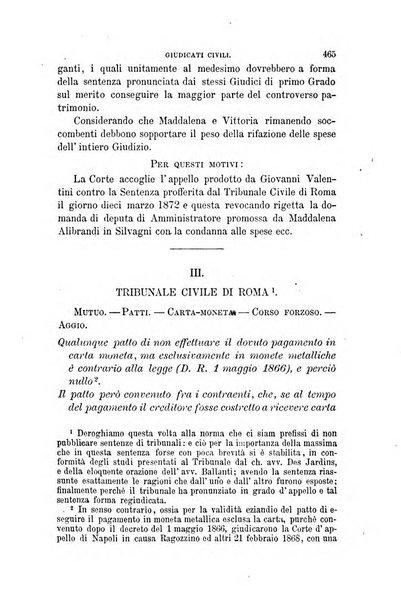 Giornale del Foro in cui si raccolgono le più importanti regiudicate dei supremi tribunali di Roma e dello Stato pontificio in materia civile