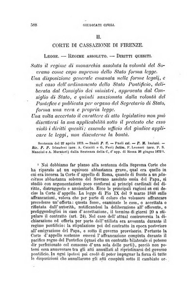 Giornale del Foro in cui si raccolgono le più importanti regiudicate dei supremi tribunali di Roma e dello Stato pontificio in materia civile