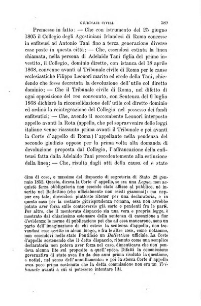 Giornale del Foro in cui si raccolgono le più importanti regiudicate dei supremi tribunali di Roma e dello Stato pontificio in materia civile