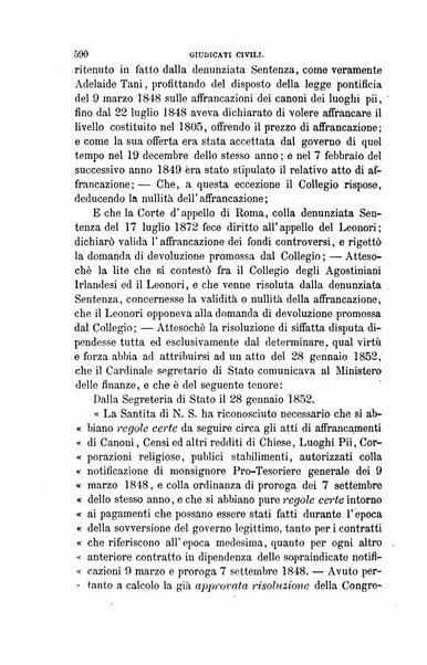 Giornale del Foro in cui si raccolgono le più importanti regiudicate dei supremi tribunali di Roma e dello Stato pontificio in materia civile