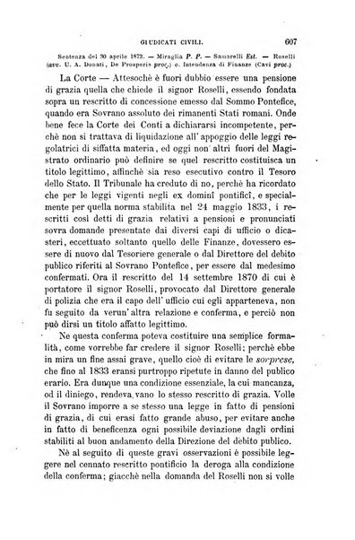 Giornale del Foro in cui si raccolgono le più importanti regiudicate dei supremi tribunali di Roma e dello Stato pontificio in materia civile