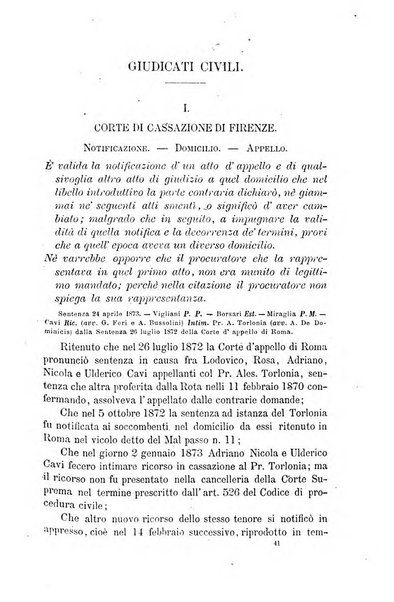 Giornale del Foro in cui si raccolgono le più importanti regiudicate dei supremi tribunali di Roma e dello Stato pontificio in materia civile