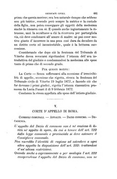 Giornale del Foro in cui si raccolgono le più importanti regiudicate dei supremi tribunali di Roma e dello Stato pontificio in materia civile